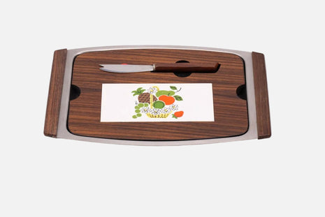 Planche à découper avec couteau intégré vintage marron