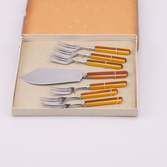 Set couvert à dessert avec pelle et 6 fourchettes boîte d'origine