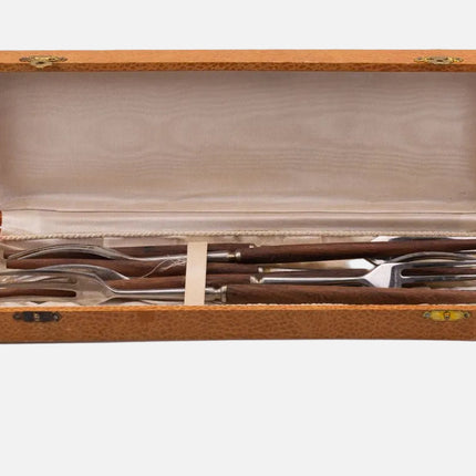 Coffret de 6 grandes fourchettes en inox et bois boîte d'origine