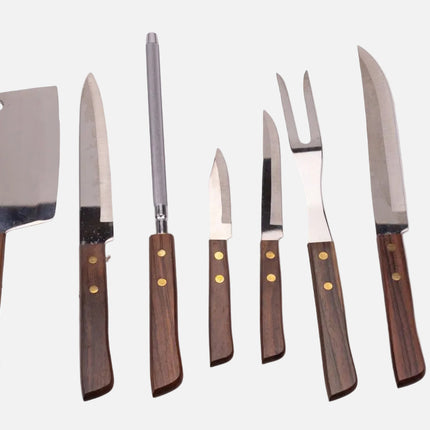 Set de 6 couverts à viande en inox marron