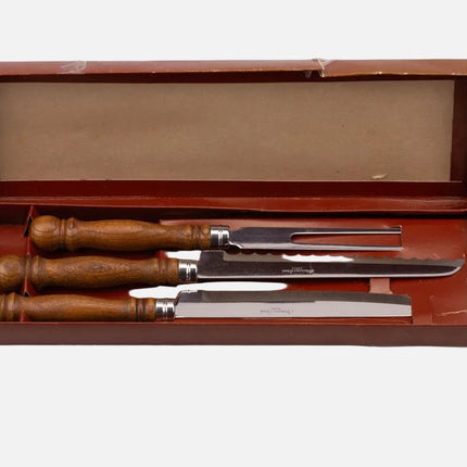 Set duo de couteaux et fourchette à viande marron