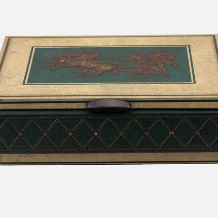 Boîte ancienne en métal Lutti bleue et beige