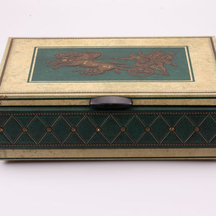 Boîte ancienne en métal Lutti bleue et beige