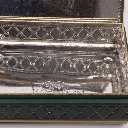Boîte ancienne en métal Lutti bleue et beige