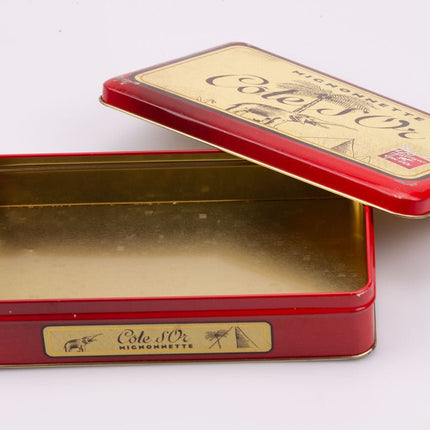 Boîte ancienne en métal Côte d'Or rouge et jaune
