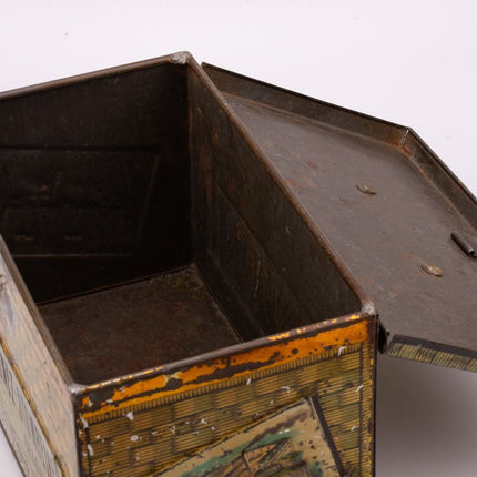 Boîte ancienne en métal Senez-Sturbelle forme panier osier