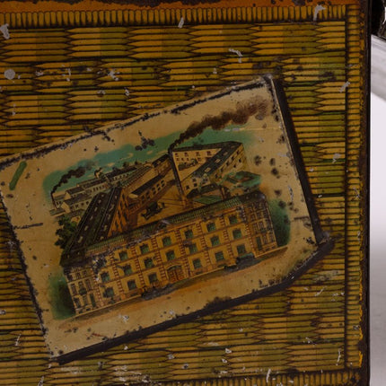 Boîte ancienne en métal Senez-Sturbelle forme panier osier