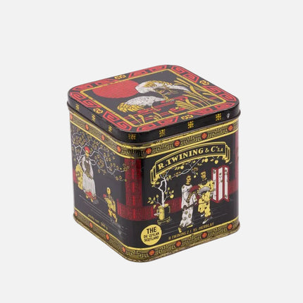 Boîte ancienne en métal Twining noire et dorée