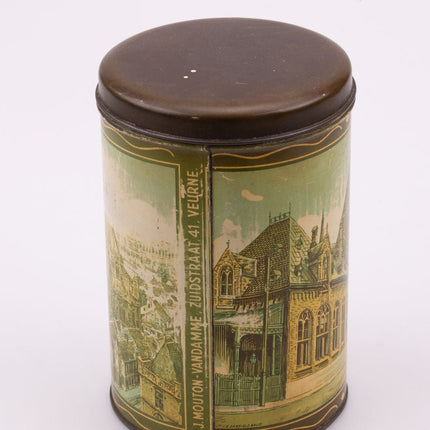 Boîte ancienne en métal  De Veurnsche Torens beige et brune