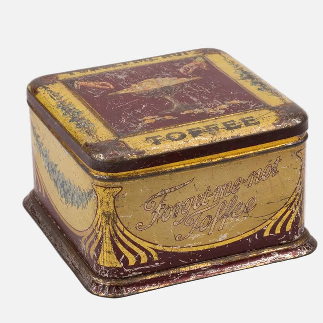 Boîte ancienne en métal biscuits Forget me not Toffee