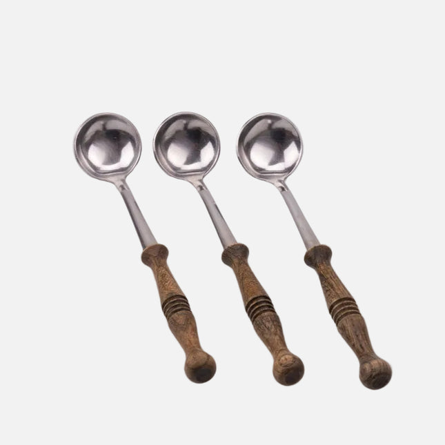 Lot de 3 cuillères à fondue Beka inox et bois boîte d'origine