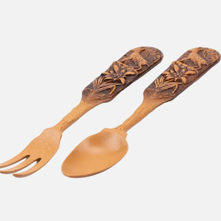 Couverts à salade en plastique brunâtres boite d'origine