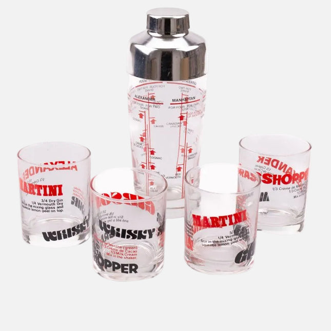 Service cocktail Saivo 4 verres 1 shaker transparent