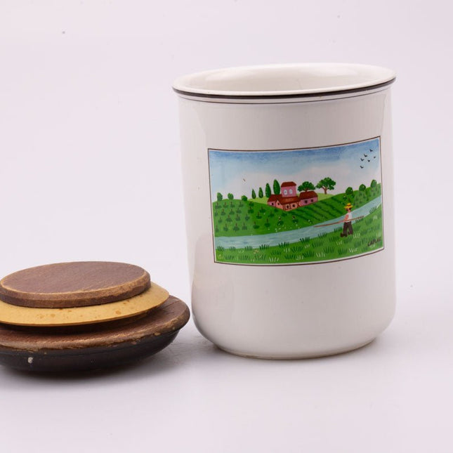 Pot en porcelaine Villeroy & Boch blanc et paysage