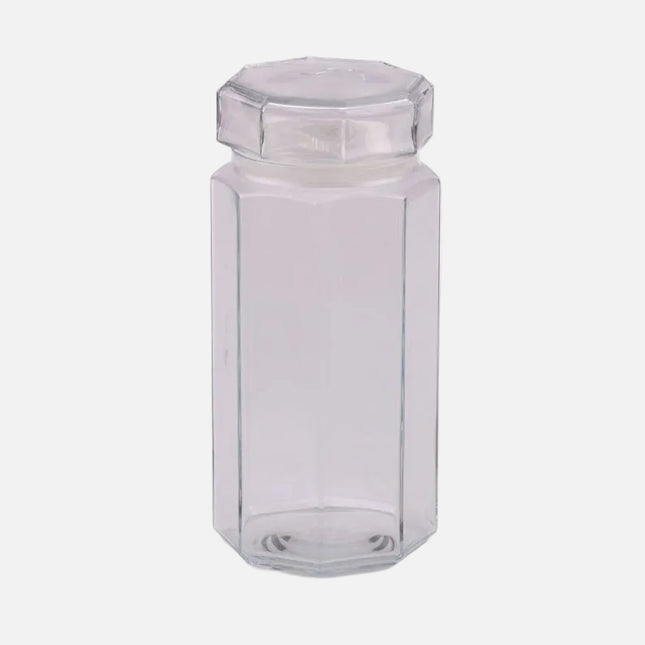 Grand pot en verre octogonal transparent