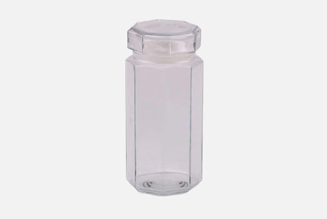 Grand pot en verre octogonal transparent