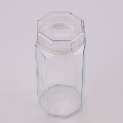 Grand pot en verre octogonal transparent