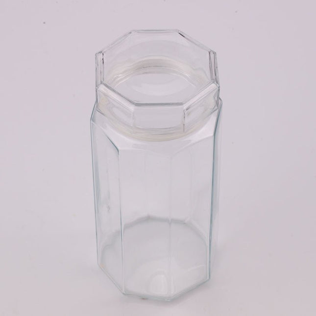 Grand pot en verre octogonal transparent