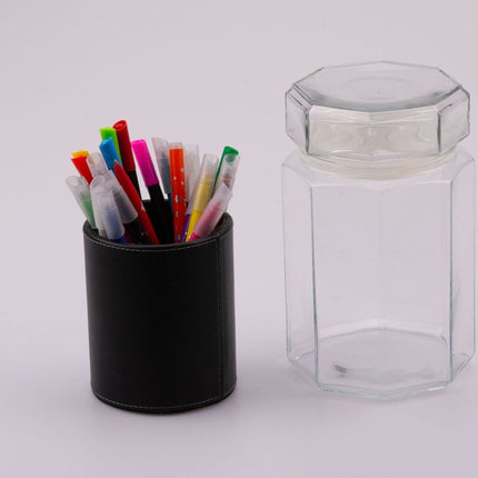 Pot en verre transparent octogonal