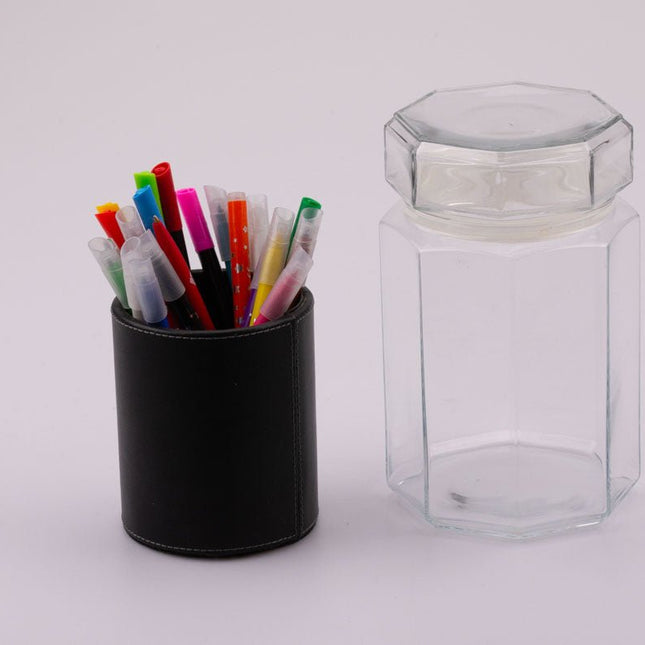 Pot en verre transparent octogonal