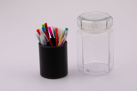 Pot en verre transparent octogonal