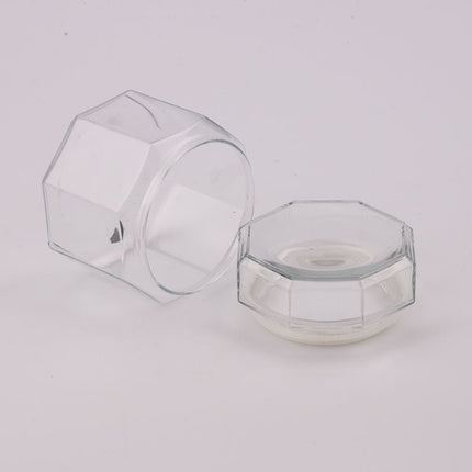 Petit pot en verre octogonal et transparent