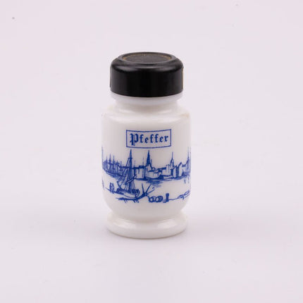 Pot à épices poivre en porcelaine blanche et bleue