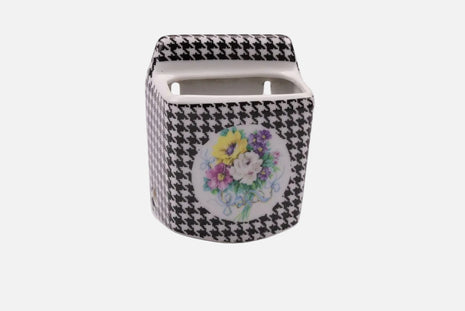 Porte brosse à dents en porcelaine à damiers bleus et blancs