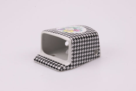 Porte brosse à dents en porcelaine à damiers bleus et blancs