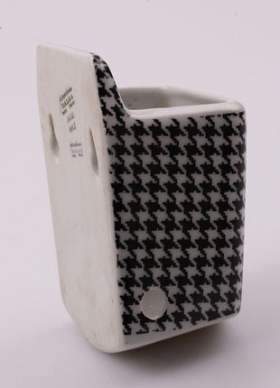 Porte-brosse à dents en porcelaine à damiers bleus et blancs