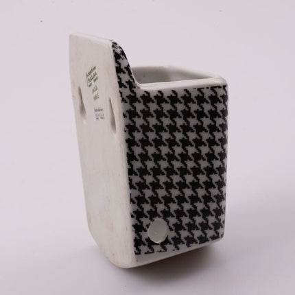 Porte-brosse à dents en porcelaine à damiers bleus et blancs