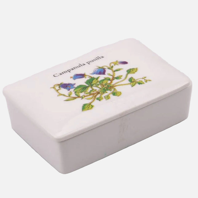 Beurrier avec couvercle en porcelaine blanche à fleurs
