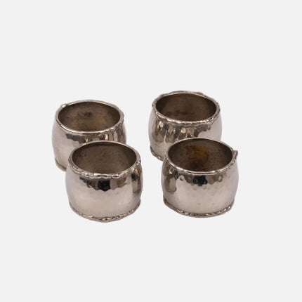Set de 4 ronds de serviette en métal argenté dans boîte d'origine