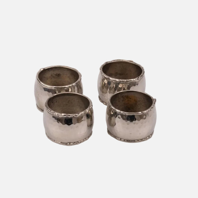 Set de 4 ronds de serviette en métal argenté dans boîte d'origine