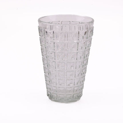 Grand vase en verre épais à motifs géométriques