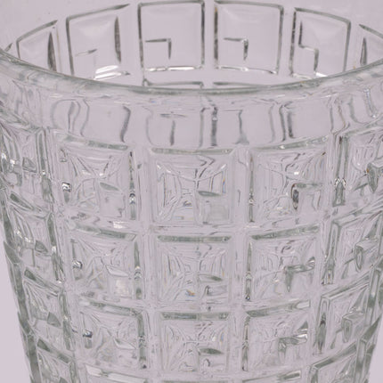 Grand vase en verre épais à motifs géométriques
