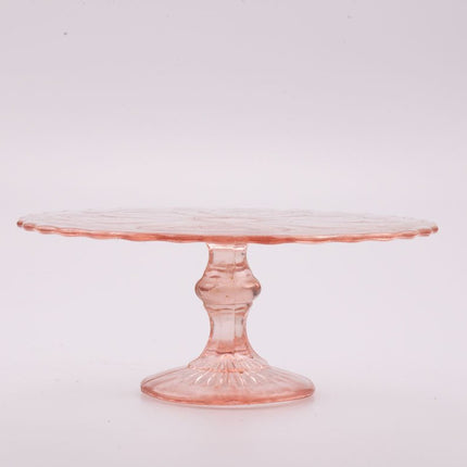Roze glazen taartstandaard