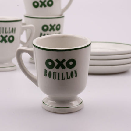 Set de tasses et sous-tasses Liebig blanche et bleue