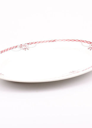 Plateau ovale en céramique blanche et rouge 1938