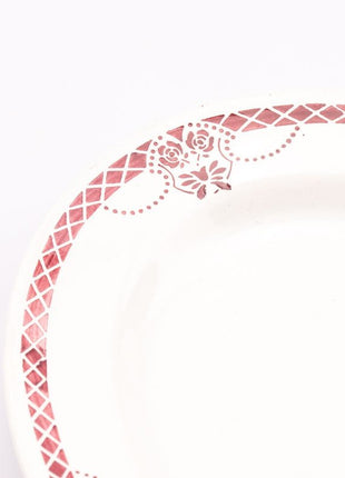 Plateau ovale en céramique blanche et rouge 1938