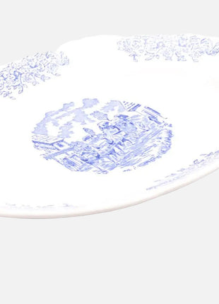 Grand plateau Sarreguemines France en faïence blanche et motifs noirs