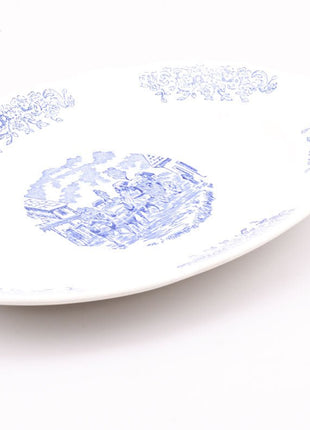 Grand plateau Sarreguemines France en faïence blanche et motifs noirs