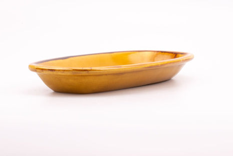 Plat brun en faïence émaillée vintage Saint-Clément