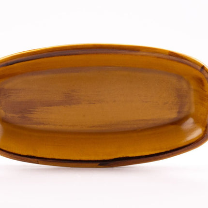 Plat brun en faïence émaillée vintage Saint-Clément