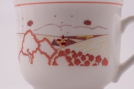 7 tasses rose et sous-tasses Arcopal 