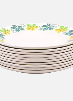 Assiette plate Digoin Sarreguemines blanche avec fleures vertes et bleues