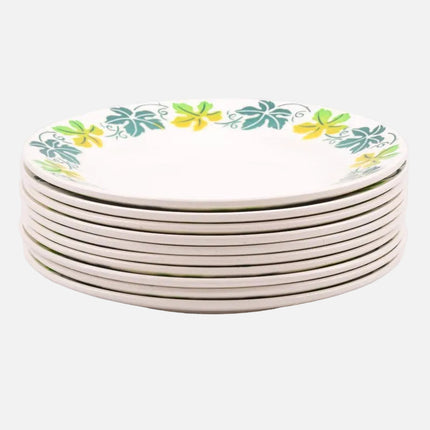 Assiette plate Digoin Sarreguemines blanche avec fleures vertes et bleues