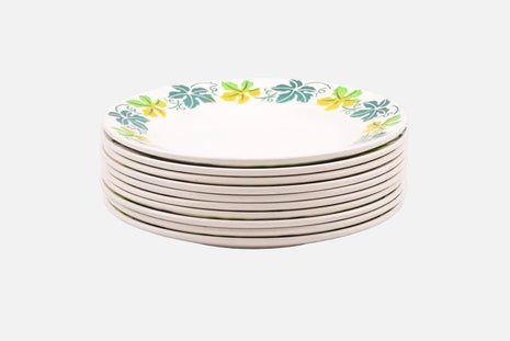 Assiette plate Digoin Sarreguemines blanche avec fleures vertes et bleues