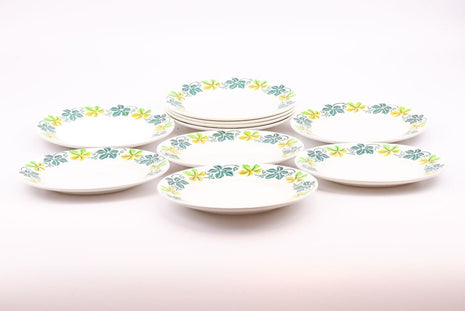 Assiette plate Digoin Sarreguemines blanche avec fleures vertes et bleues