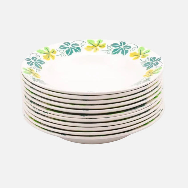 Assiette creuse Digoin Sarreguemines blanche à fleurs bleues et vertes